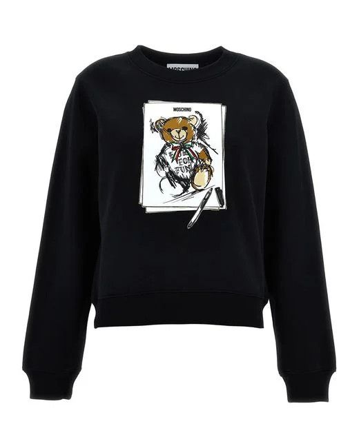 o1s22i1n0824 Teddy Bear Sweatshirt in Black
