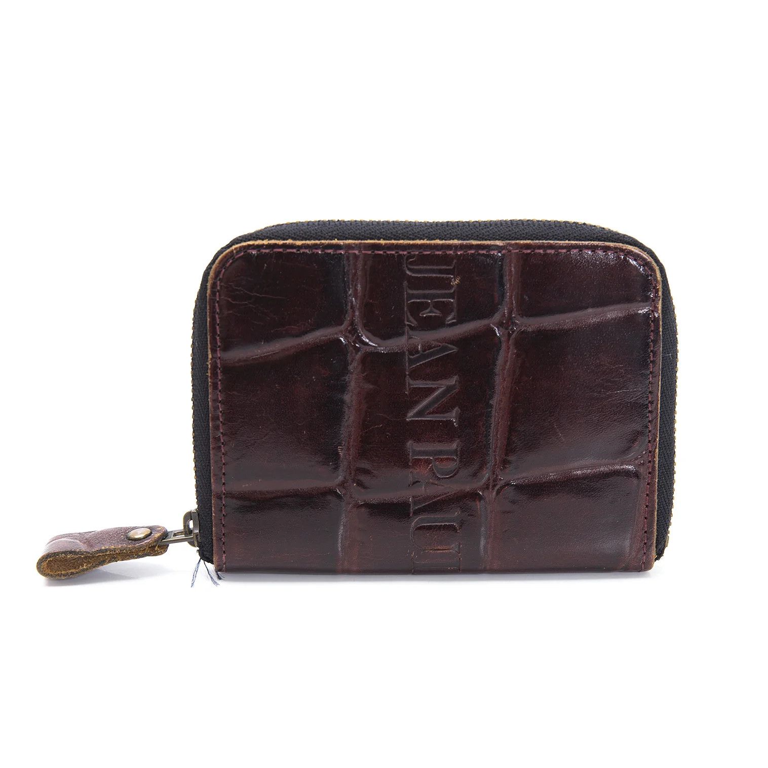 Jean Paul Gaultier Crocodile Embossed Round Zip Coin Case in Brown Size ONE SIZE - 1 Thumbnail