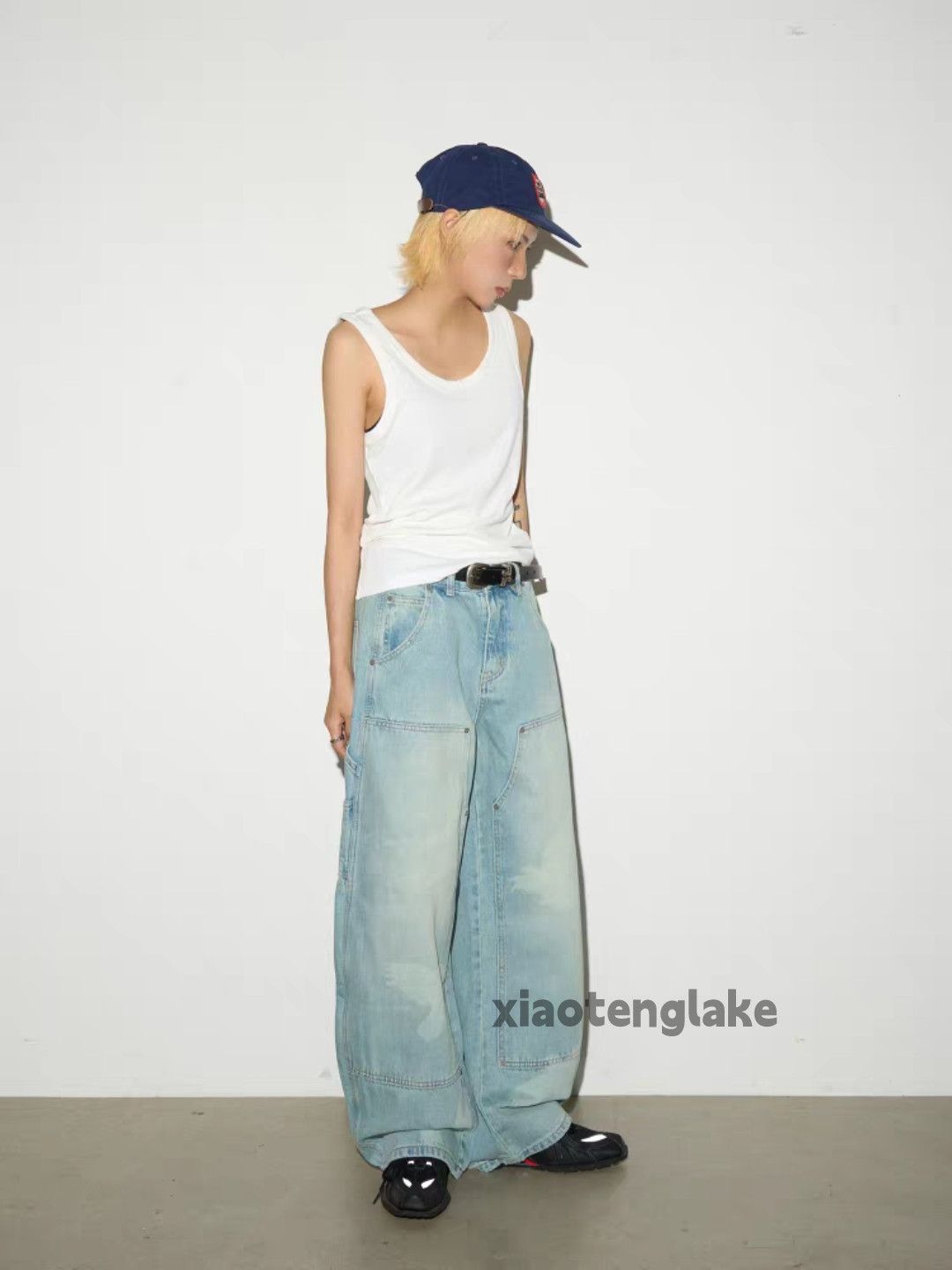 Vintage Custom washed faded loose baggy skate hiphop jeans Size US 32 / EU 48 - 1 Thumbnail