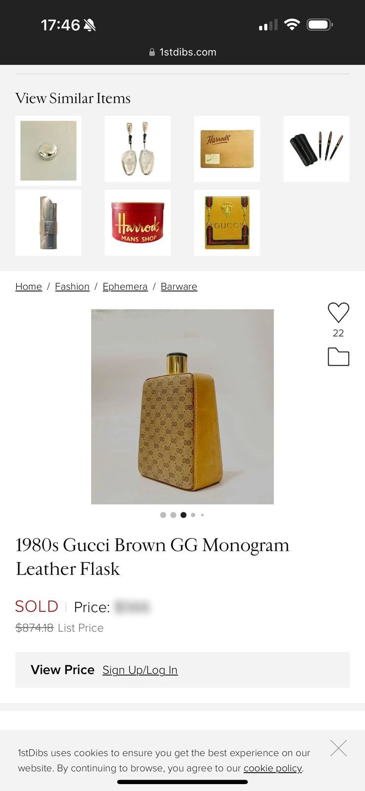 ★0% TAX★ 1980S GUCCI BAR LIQUOR LEATHER FLASK WITH BAKELITE