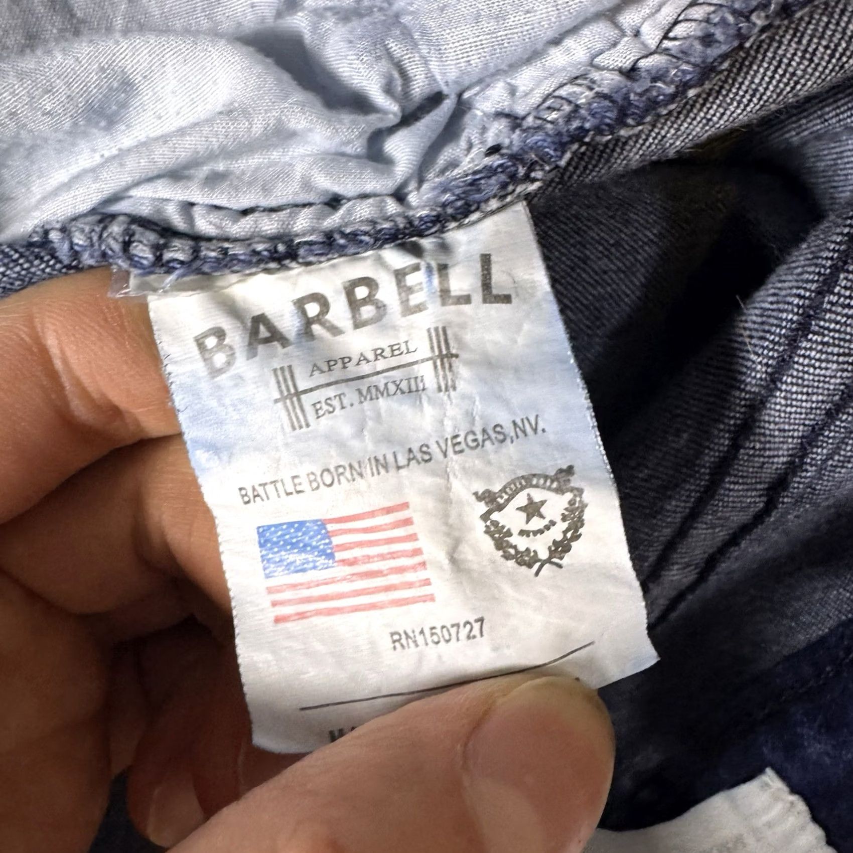 Vintage Barbell Apparel Jeans Mens 30x34 Blue Athletic Fit Stretch Denim Dark USA Made Shirt? Size US 30 / EU 46 - 7 Thumbnail