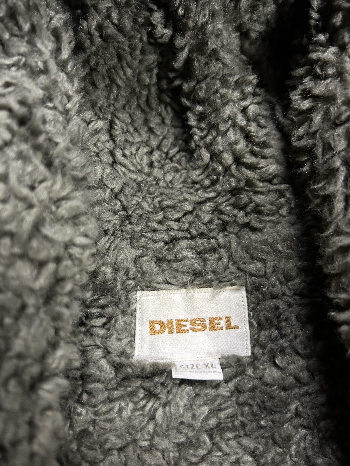 Diesel × Vintage Diesel vintage khaki zip hoodie teddy fur Y2K Japanese Size US XL / EU 56 / 4 - 4 Thumbnail