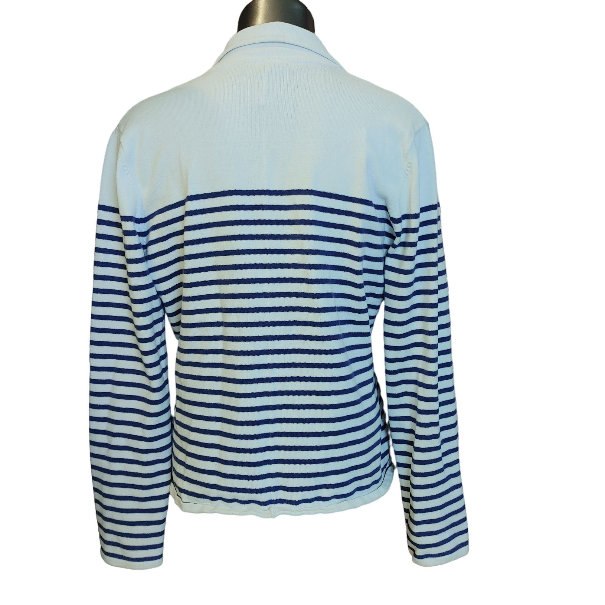 Lauren Ralph Lauren Ralph Lauren Women's White & Blue Striped Button Down Long S Size XL / US 12-14 / IT 48-50 - 2 Thumbnail