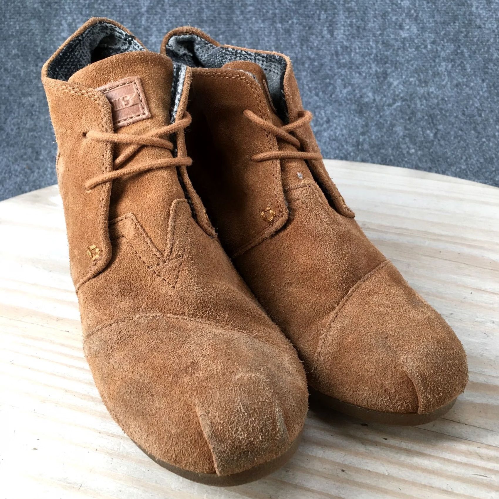 Toms TOMS Boots Womens 8.5 Desert Wedge Ankle Bootie Brown Suede Lace Up Casual Shoes Size US 9 / IT 39 - 3 Thumbnail