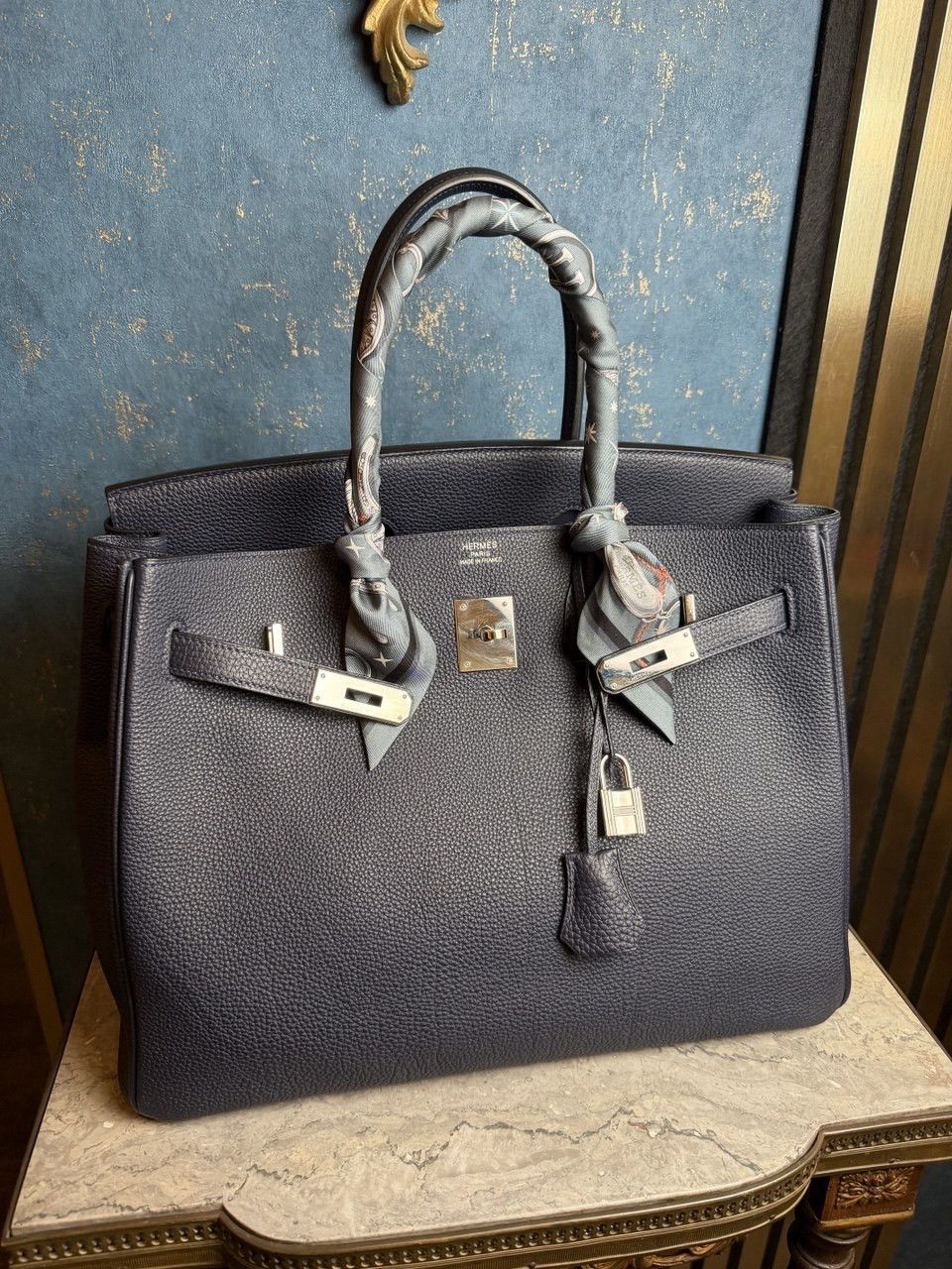 Hermes Hermès Birkin 35 Bleu Nuit Togo Palladium Hardware Size ONE SIZE - 5 Thumbnail