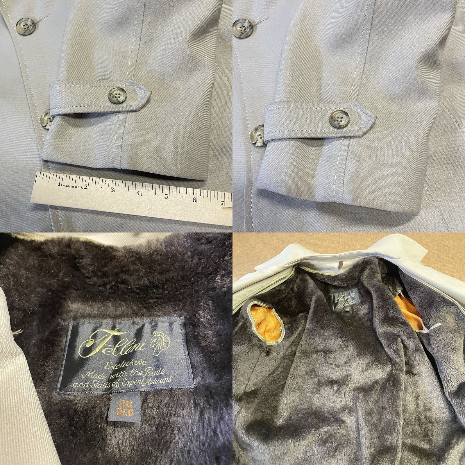 Vintage Fellini Coat Trench Adult 38 Reg Regular Button Pockets Gray Mens Clothing Coat Size US XXS / EU 40 - 8 Thumbnail