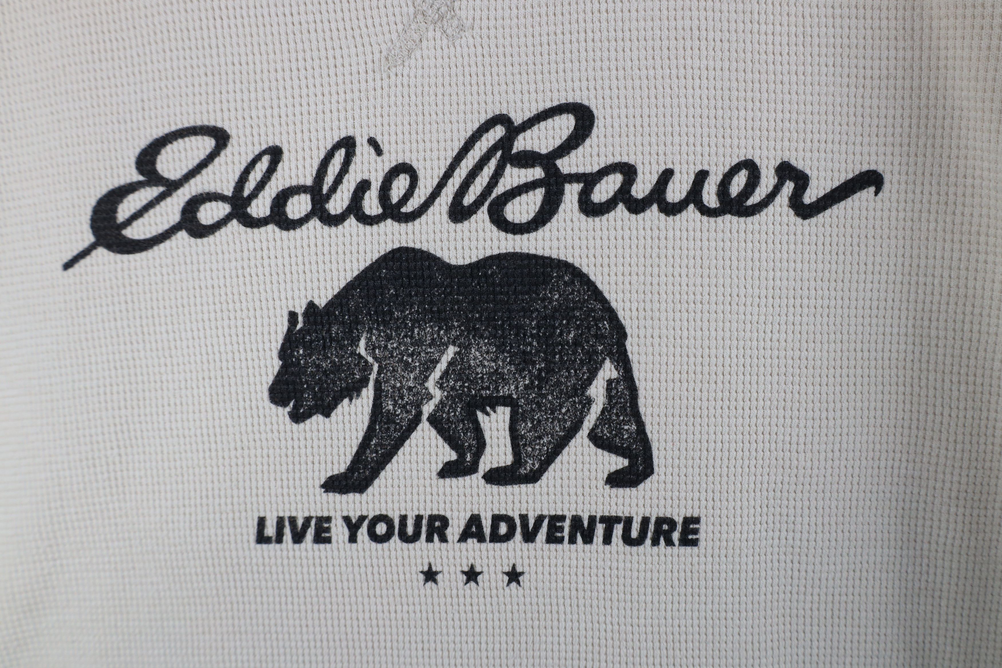 Eddie Bauer × Vintage Vintage Eddie Bauer Script Bear Thermal Waffle Knit T-Shirt Size L / US 10 / IT 46 - 4 Thumbnail