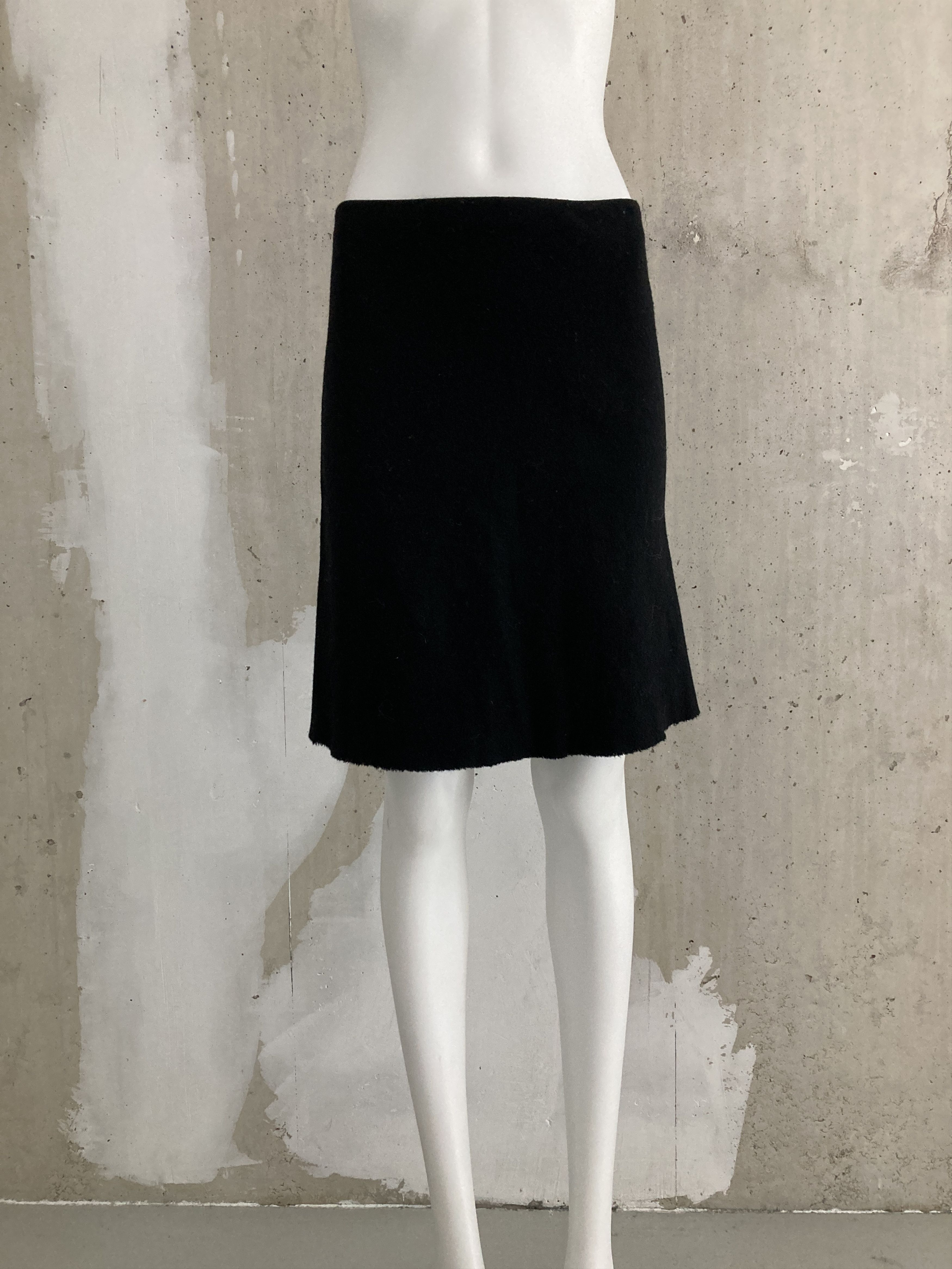 image of Ann Demeulemeester 90's Archive Fleece Wool Skirt in Black, Women's (Size 26)