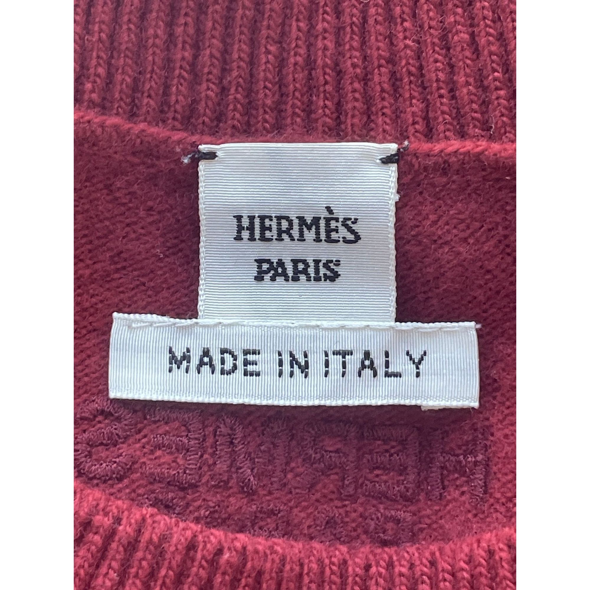 Hermes Hermès Paris Red Wool Short-Sleeve Embroidered Sweater Size 27" / US 4 / IT 40 - 8 Thumbnail