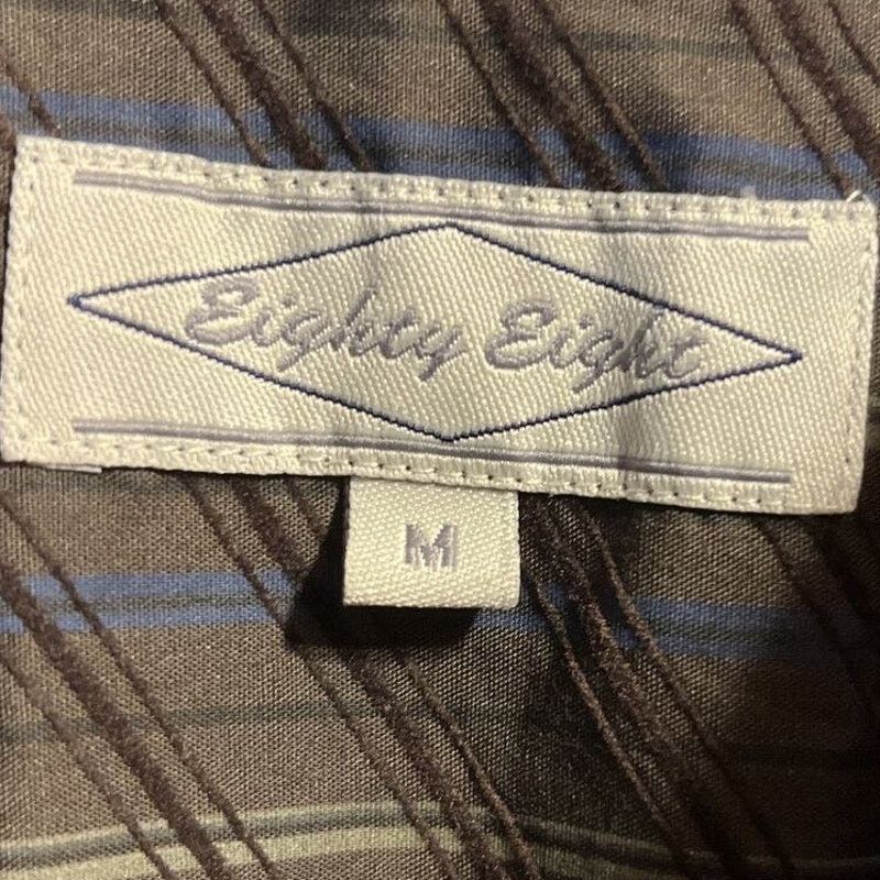 Eighty Eight Eighty Eight Men's M Brown Striped LS Cotton Polyester Shirt Size US M / EU 48-50 / 2 - 3 Thumbnail