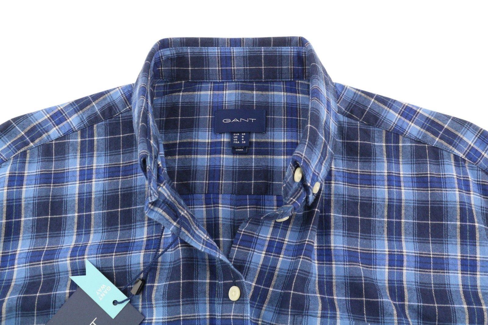 Gant FLANNEL CHECK EU36 Blue Button-Down Plaid Shirt 85125 Size S / US 4 / IT 40 - 4 Thumbnail