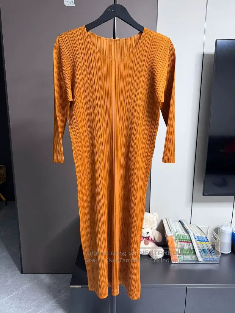 Issey Miyake Pumpkin Orange Long-sleeve Dress
