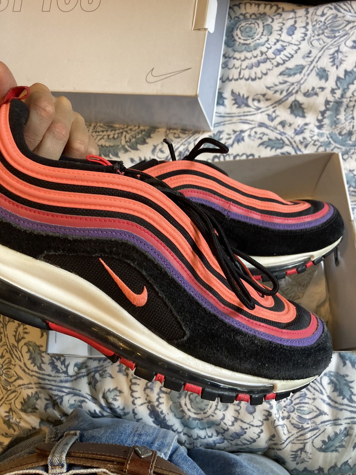 Nike Nike Air Max 97 Sunset Men’s Sneakers Black/Purple/Orange Size US 13 / EU 46 - 6 Thumbnail