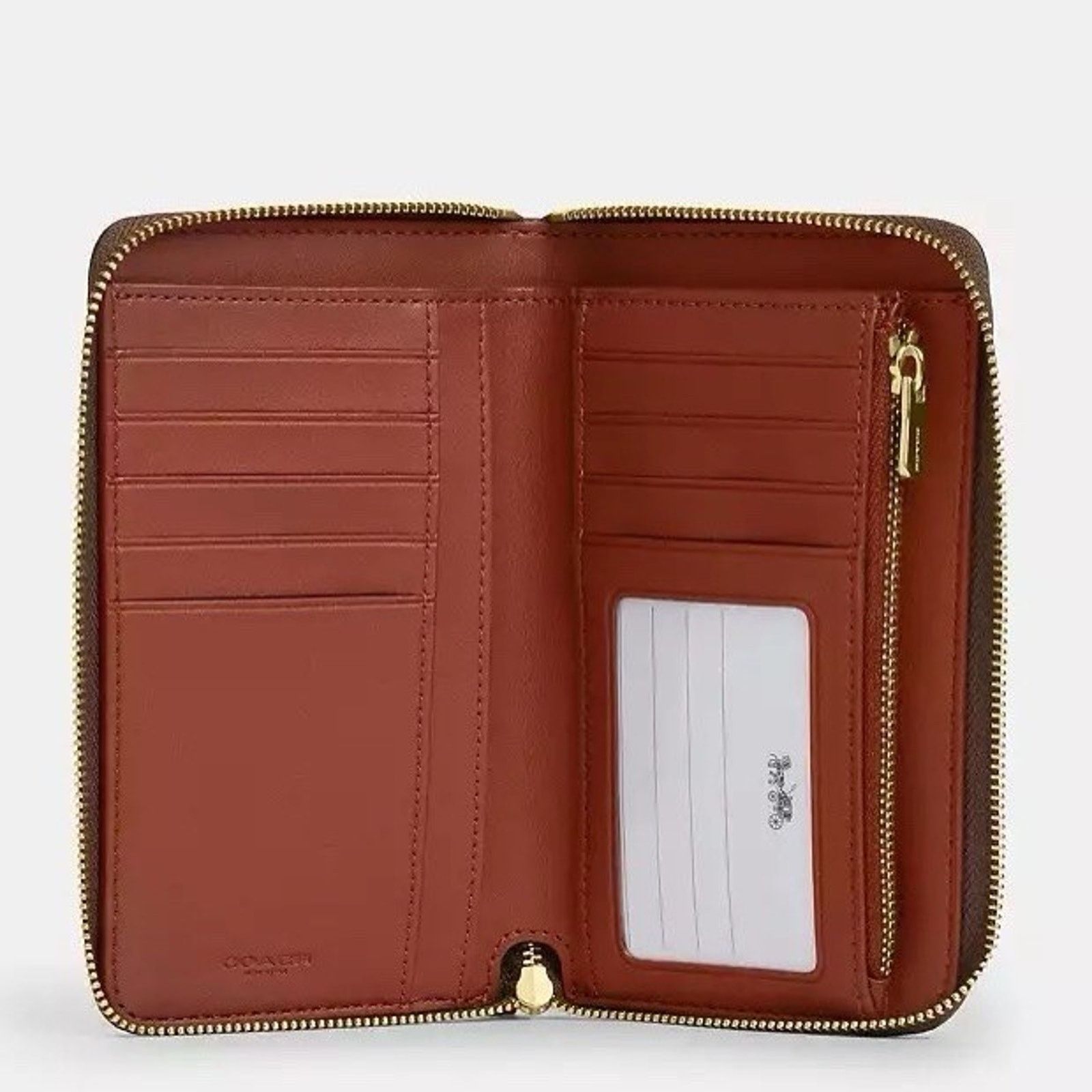 Coach NWT COACH Medium Id Zip Wallet Varsity Stripe CBO79 Gold/Tan Size ONE SIZE - 6 Thumbnail