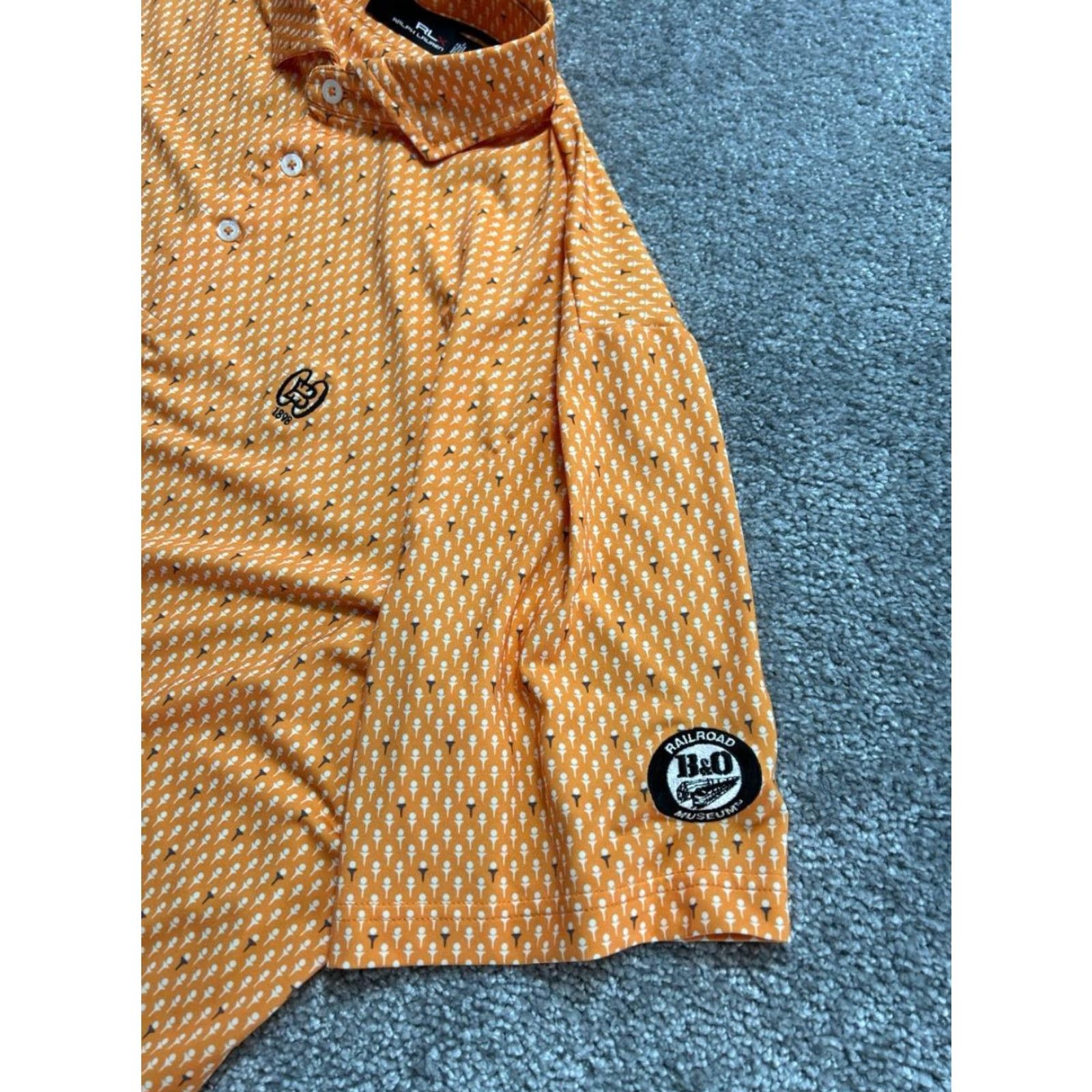 RLX Ralph Lauren RLX Polo Shirt Mens Large Orange Airflow Graphic Print Polo RLX Ralph Lauren Size US L / EU 52-54 / 3 - 4 Thumbnail