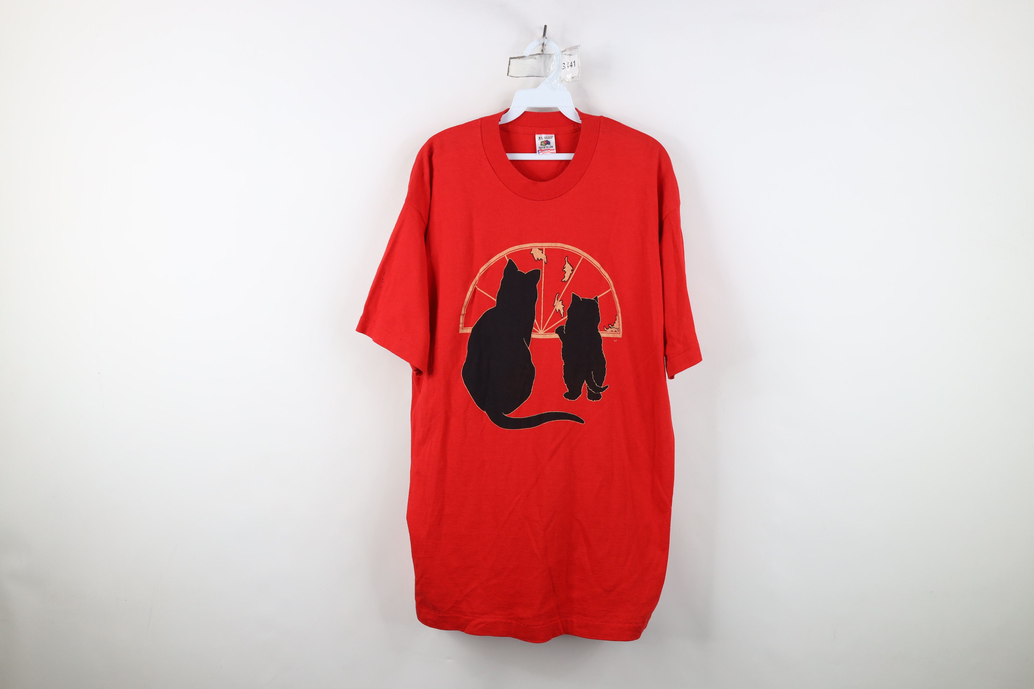 Vintage Vintage 90s Streetwear Kitten House Cat T-Shirt Red USA Size XL / US 12-14 / IT 48-50 - 1 Thumbnail