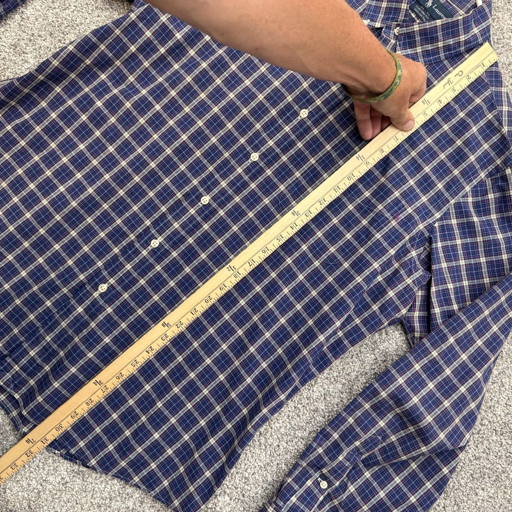 Ralph Lauren VINTAGE Ralph Lauren Shirt XL Blue Purple Plaid Button-Down Long Sleeve Custom Fit Mens Size US XL / EU 56 / 4 - 2 Thumbnail
