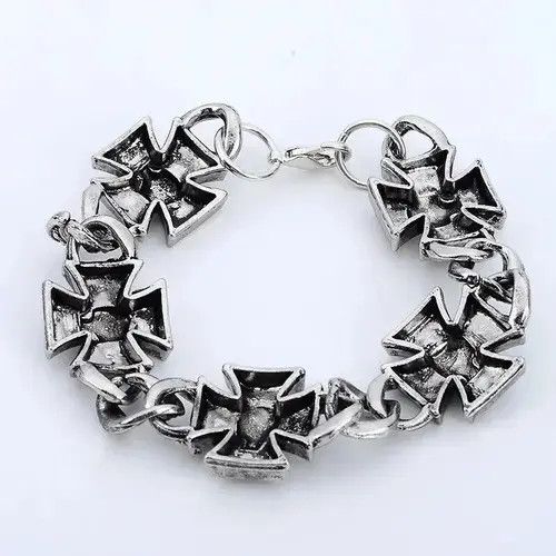 Jewelry Cross Shape Skull Pattern Bracelet Size ONE SIZE - 1 Thumbnail