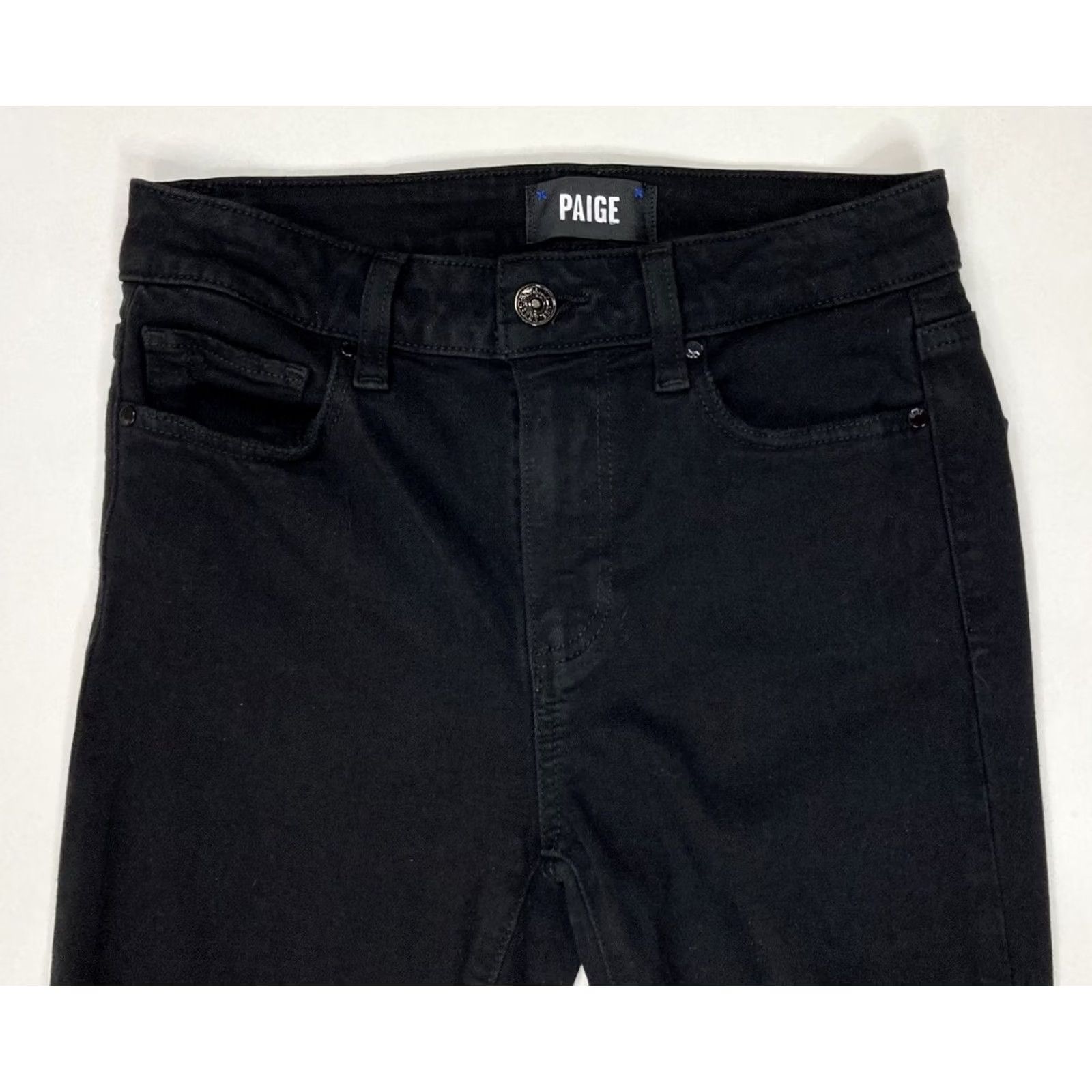 Paige Paige Hoxton Ankle Denim Jeans Women 25 Dark Shadow Distressed Slim 5-Pocket Black Cotton Polyester Spandex Rayon Jeans Size 42" / US 20 - 2 Thumbnail