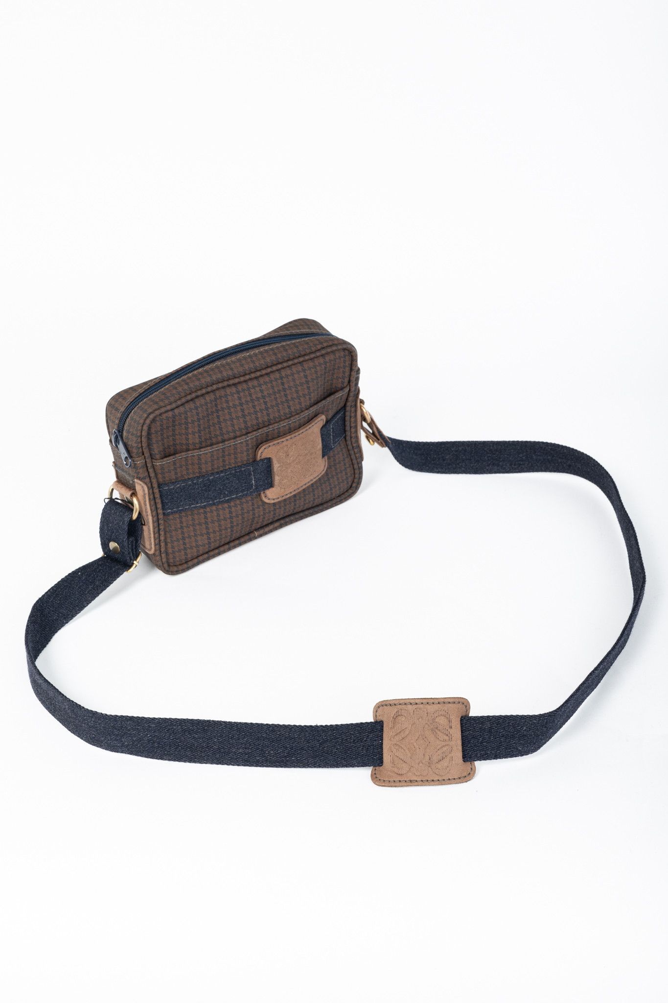 Loewe Loewe Brown Houndstooth-Canvas Leather-Trim Shoulder Bag Size ONE SIZE - 6 Thumbnail