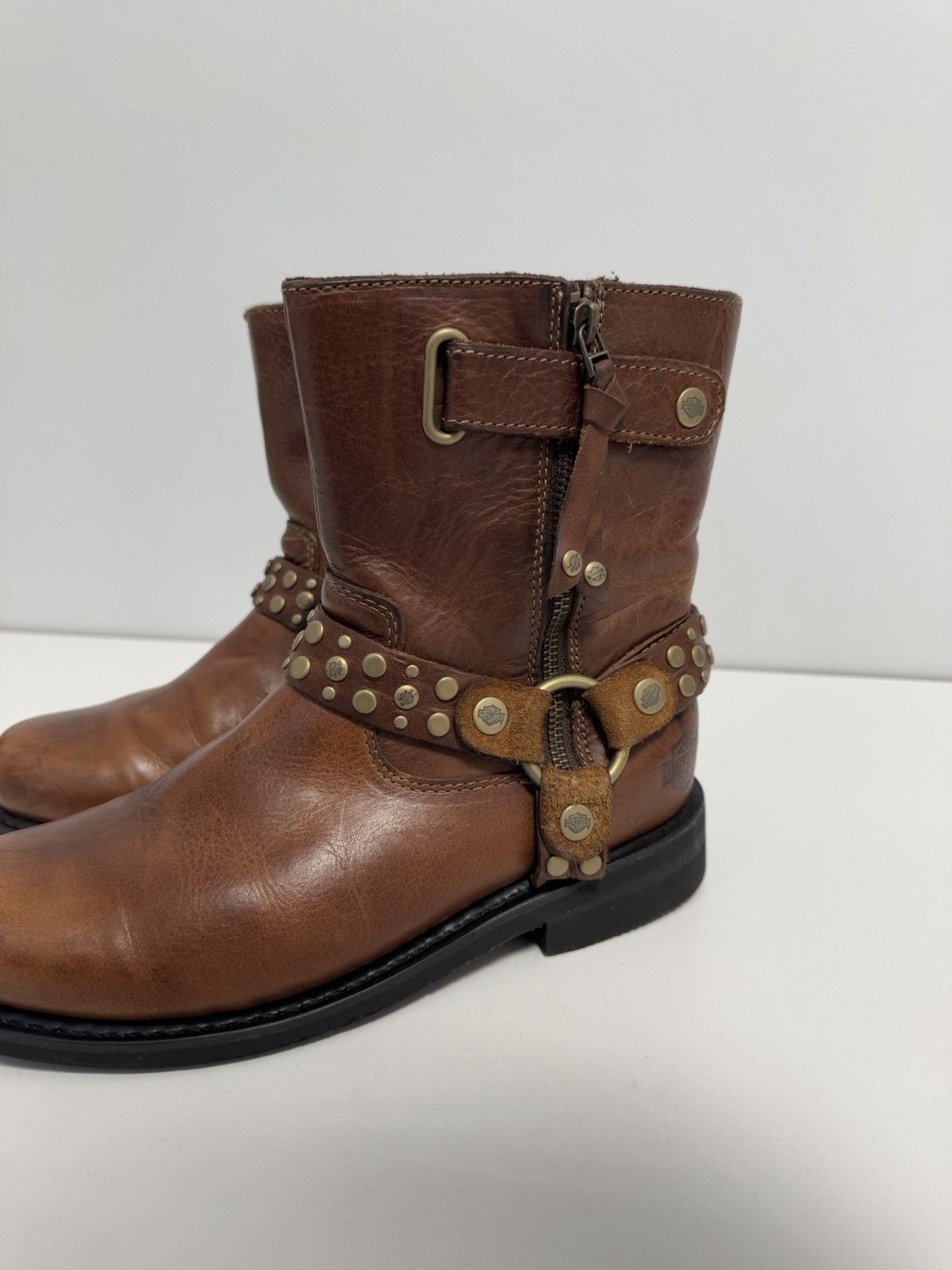 Harley Davidson × Vintage HARLEY DAVIDSON VADA Biker Boots Ankle Leather Bootie EUR-40 Size US 10 / IT 40 - 8 Thumbnail