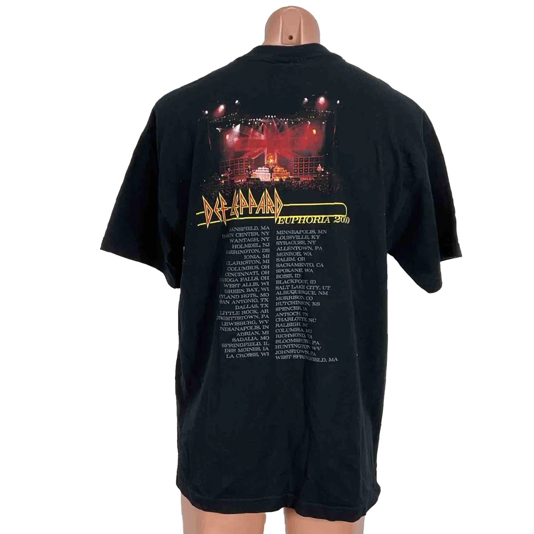 VINTAGE Def Leppard Euphoria Concert Tour T-Shirt Men XL Black 90s