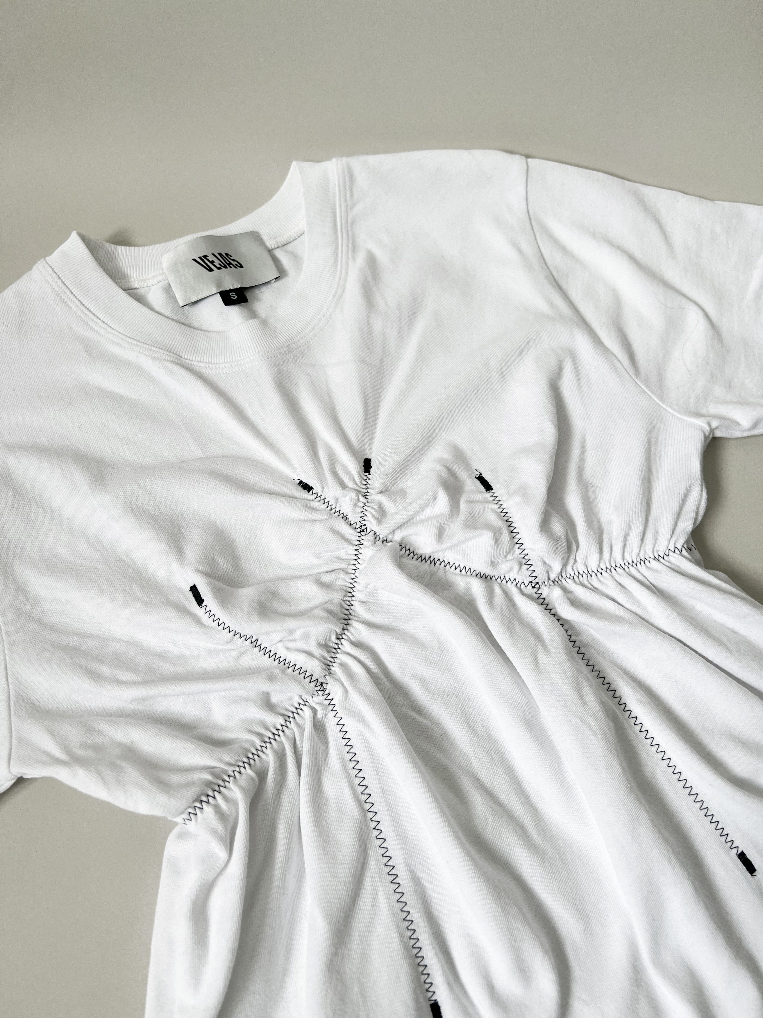 Veja VEJAS Gathered Contrast Stitch T-Shirt Size S / US 4 / IT 40 - 1 Thumbnail
