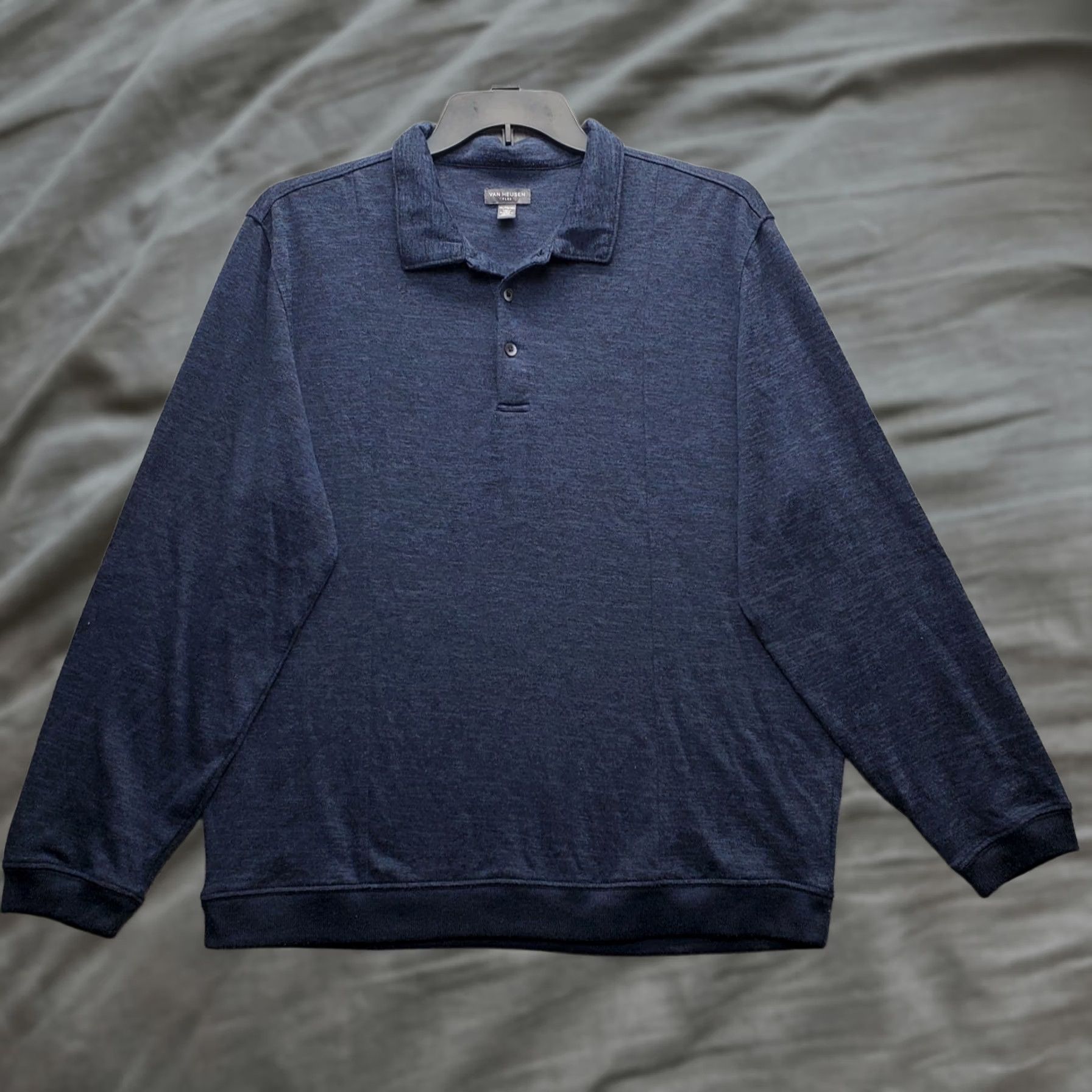 Van Heusen Van Heusen Polo Shirt Mens XL Navy Performance Long Sleeve Collared Popover Size US XL / EU 56 / 4 - 1 Thumbnail