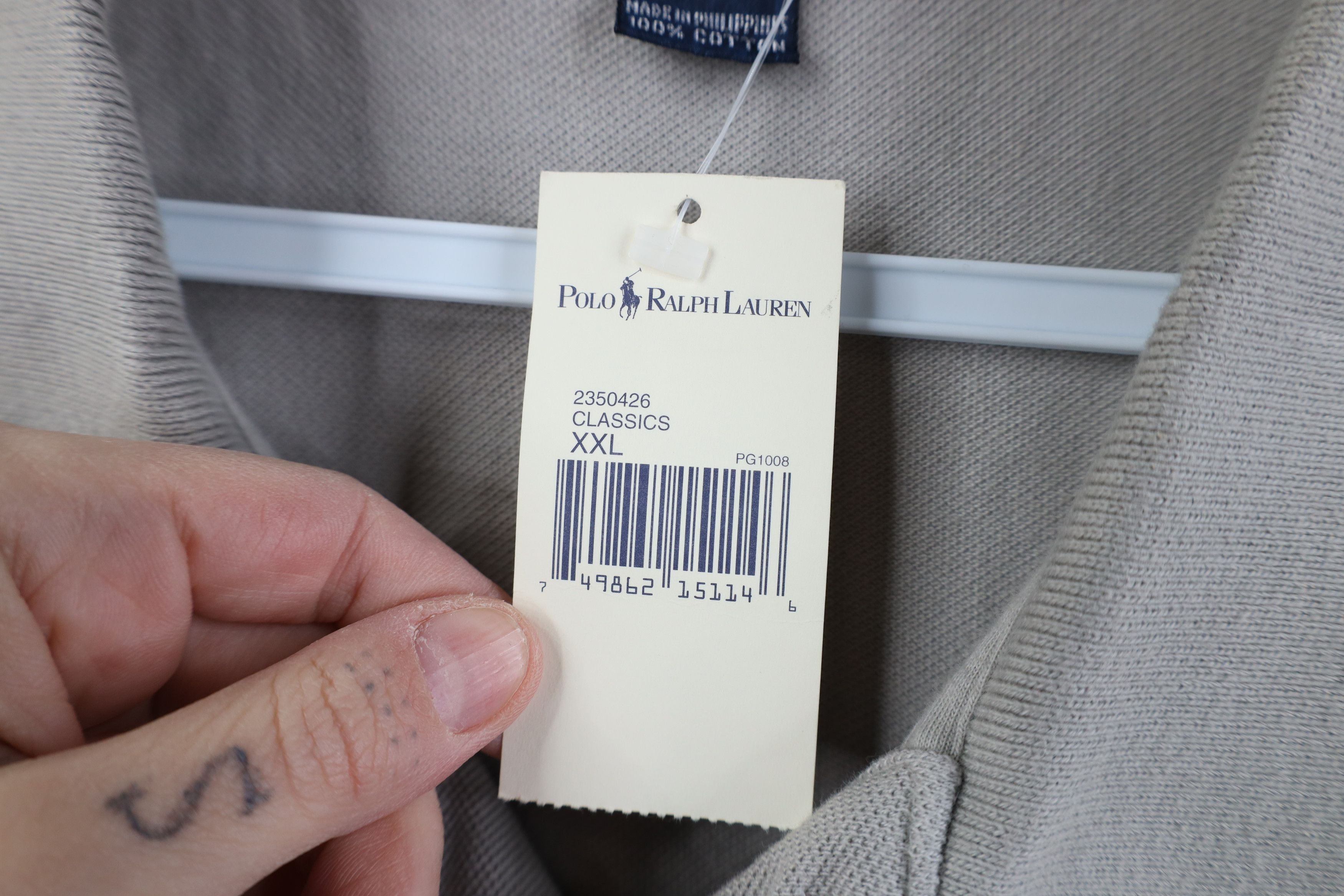 Ralph Lauren Deadstock Vintage 90s Ralph Lauren Knit Golf Polo Shirt Gray Size US XXL / EU 58 / 5 - 9 Thumbnail