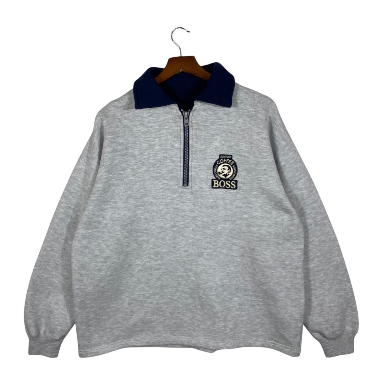 Vintage Vintage Suntory Coffee Boss Half Zip Pullover Sweatshirt Size US L / EU 52-54 / 3 - 1 Thumbnail