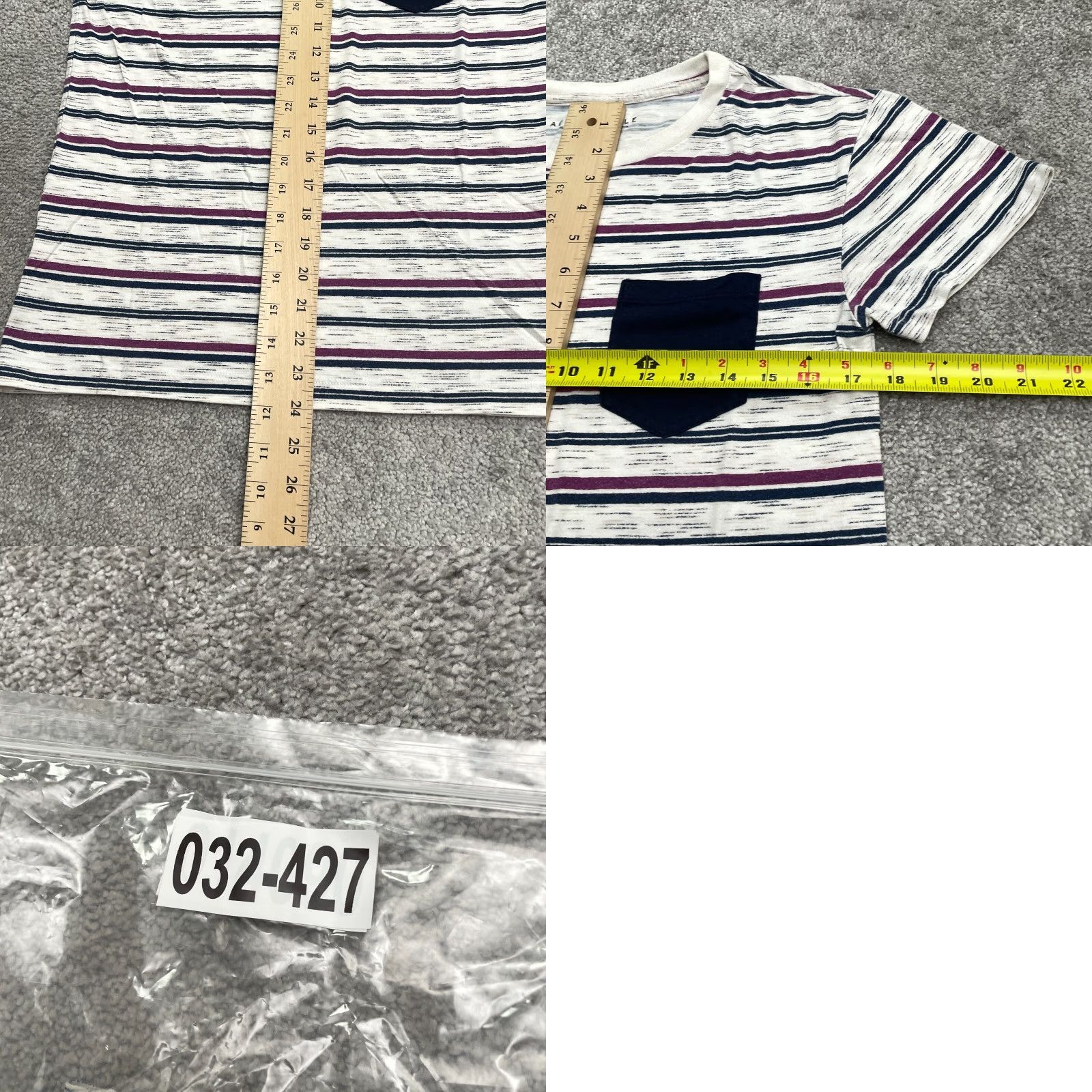 Aeropostale AeroPostale Striped Crew Neck T-Shirt Mens XS Multicolor Short Sleeve Pocket Tee Size US XS / EU 42 / 0 - 8 Thumbnail