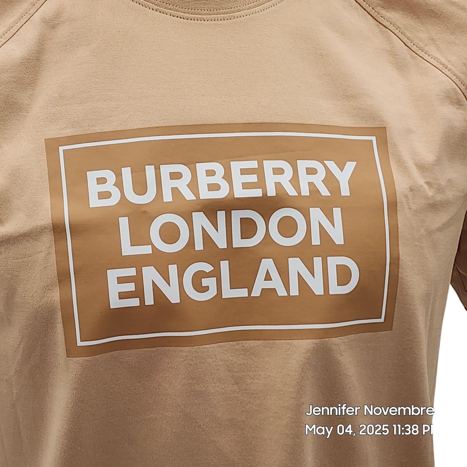 Burberry WOMEN'S BURBERRY SANTO LOGO T-SHIRT/SOFT FAWN/MEDIUM $480 Size M / US 6-8 / IT 42-44 - 3 Thumbnail