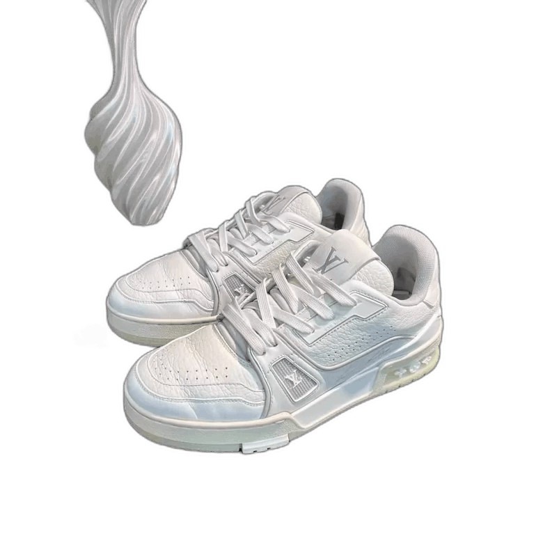 Louis Vuitton White Trainer Shoes with Cement Design-yf Size US 5.5 / EU 38 - 1 Thumbnail