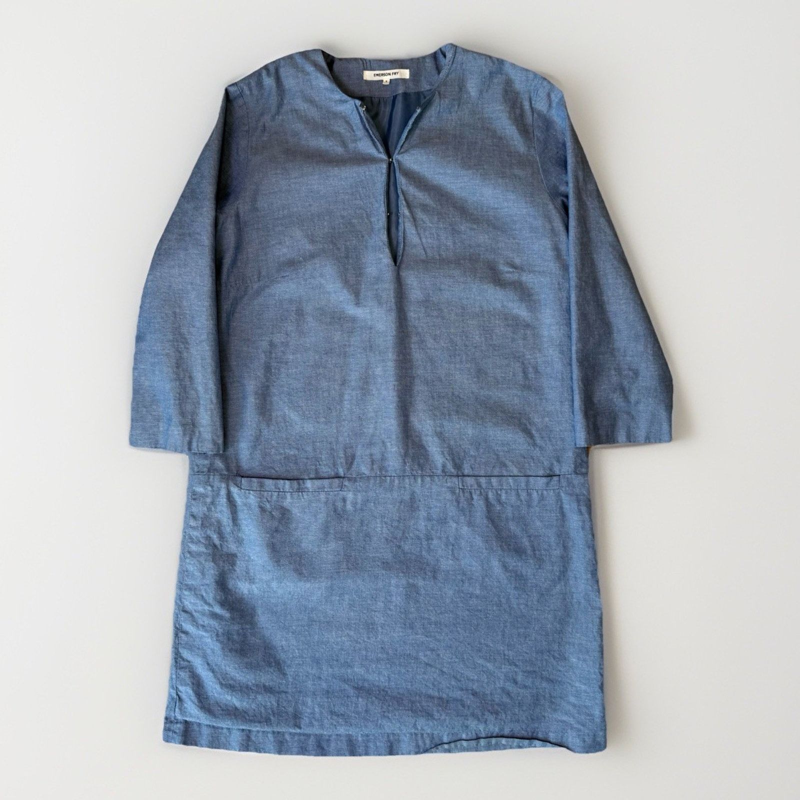 Emerson Fry Emerson Fry Chambray Mod Dress Women's Small Blue V Neck Size S / US 4 / IT 40 - 1 Thumbnail