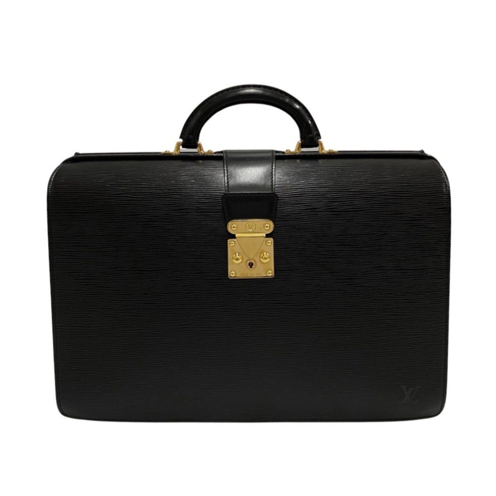 image of Louis Vuitton Serviette Fermoir Epi Leather Business Bag Handbag in Black, Women's