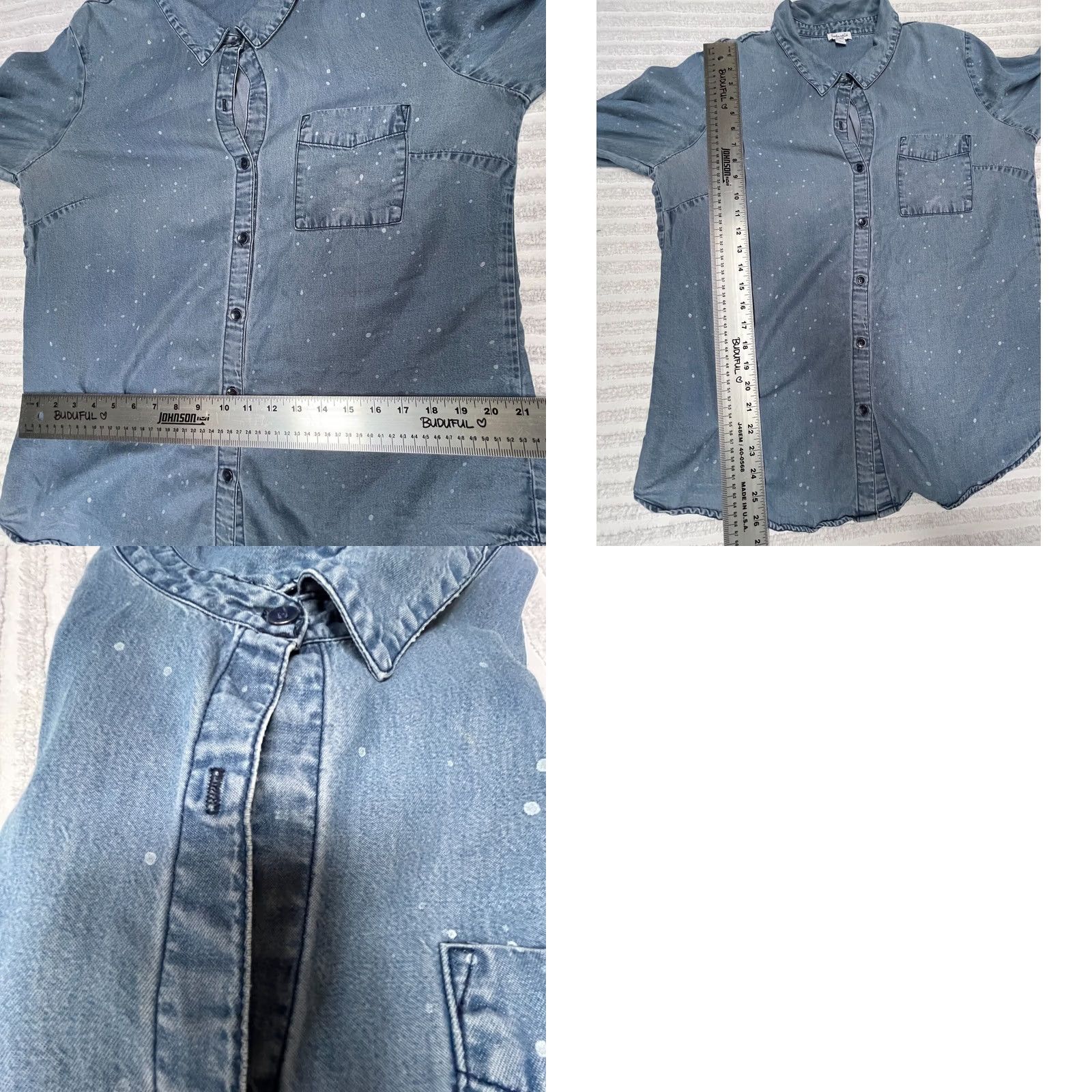 Splendid Splendid Women's Chambray Button Up Splatter Shirt Long Sleeve Top XL Blue Size XL / US 12-14 / IT 48-50 - 8 Thumbnail