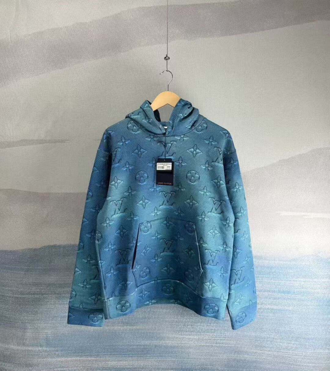 louis vuitton blue thermal hoodie sweatshirt
