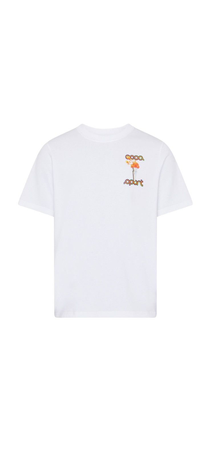 image of Casablanca La Flamme Du Sport Short Sleeve T-Shirt in White, Men's (Size XS)