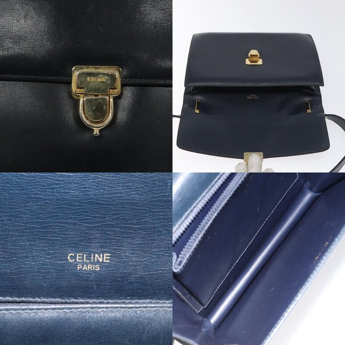 Celine CELINE Shoulder Bag Leather Navy Gold Size ONE SIZE - 11 Thumbnail
