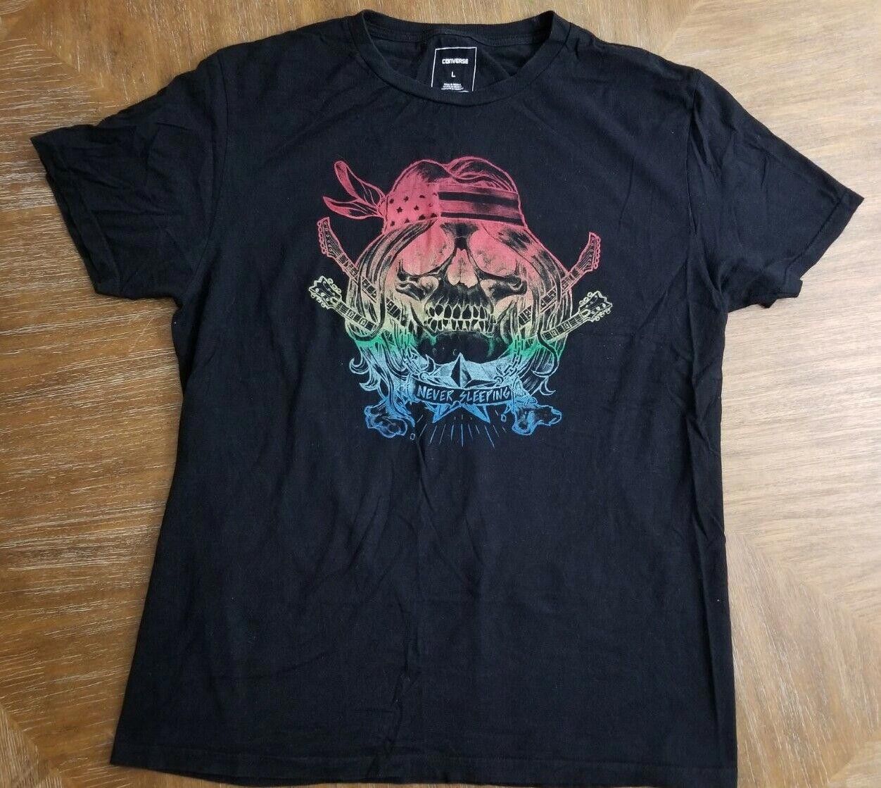 Converse Converse T Shirt Large Black Rock N Roll Trippy Size L / US 10 / IT 46 - 1 Thumbnail