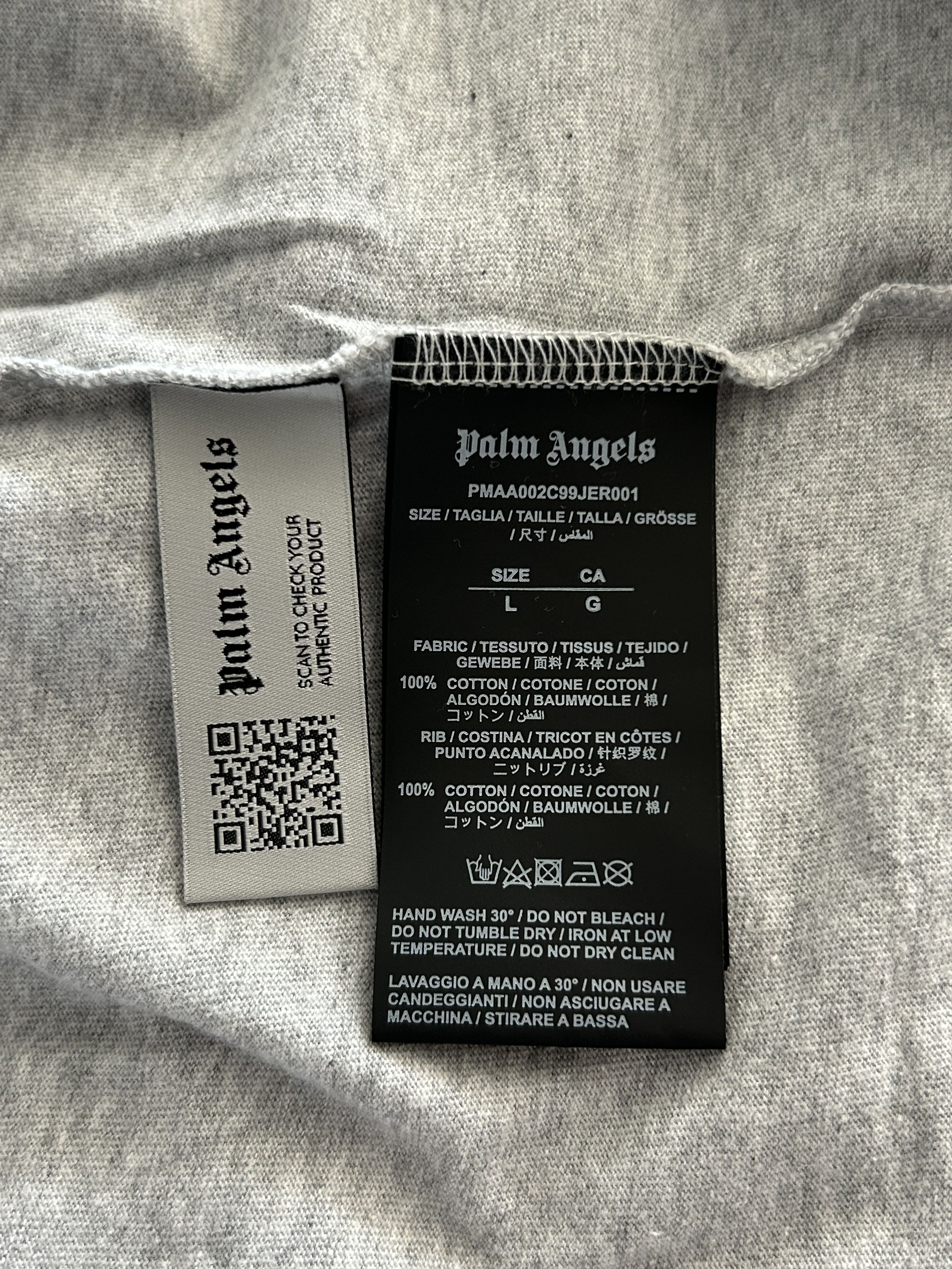 Palm Angels Palm Angels Grey & White Classic Logo T-Shirt Size US L / EU 52-54 / 3 - 4 Thumbnail
