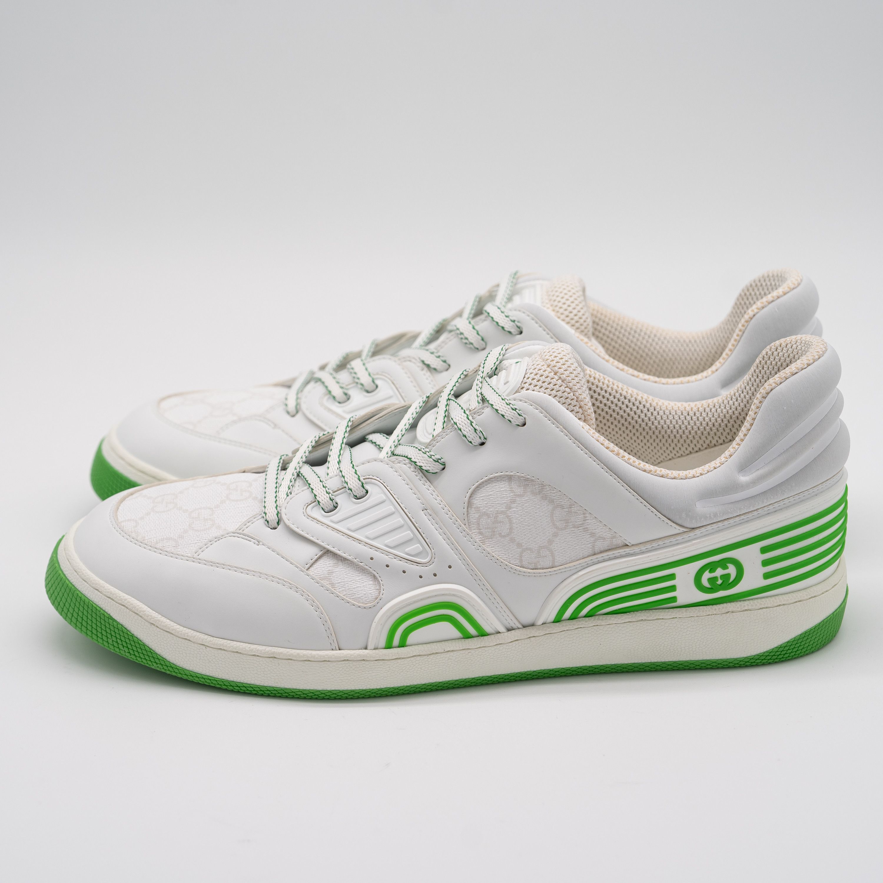 Gucci 14G 14.5 US Gucci Basket Low White Green Sneakers GG Size US 14 / EU 47 - 4 Thumbnail