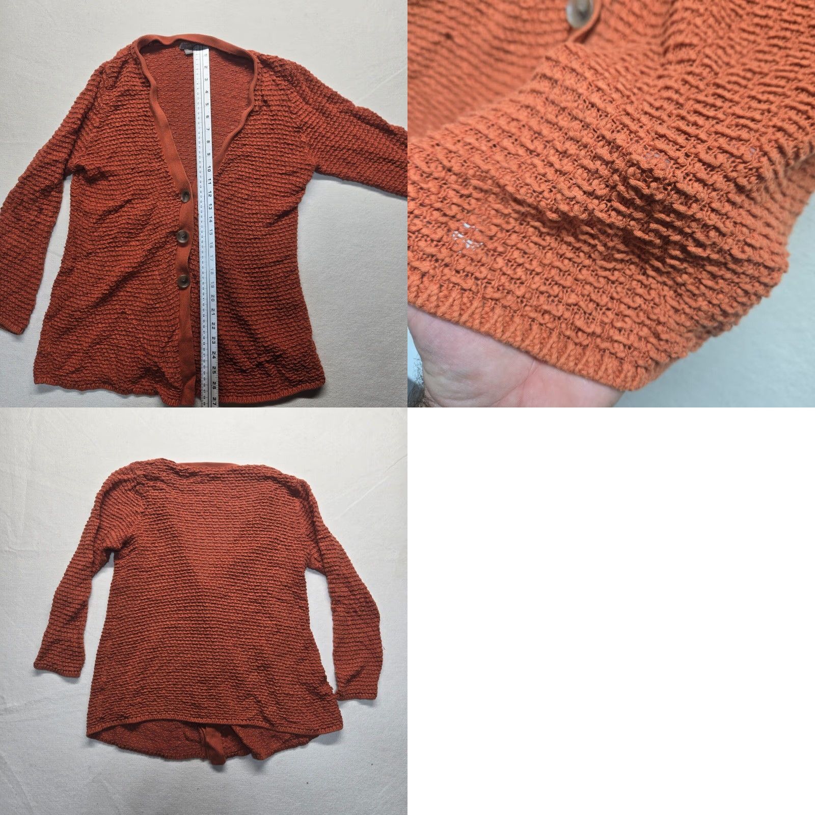 J. Jill J Jill Women's Orange Linen Cardigan Sweater Large Long Sleeve V-Neck Button Up Breathable Fall Spring Winter Size L / US 10 / IT 46 - 8 Thumbnail