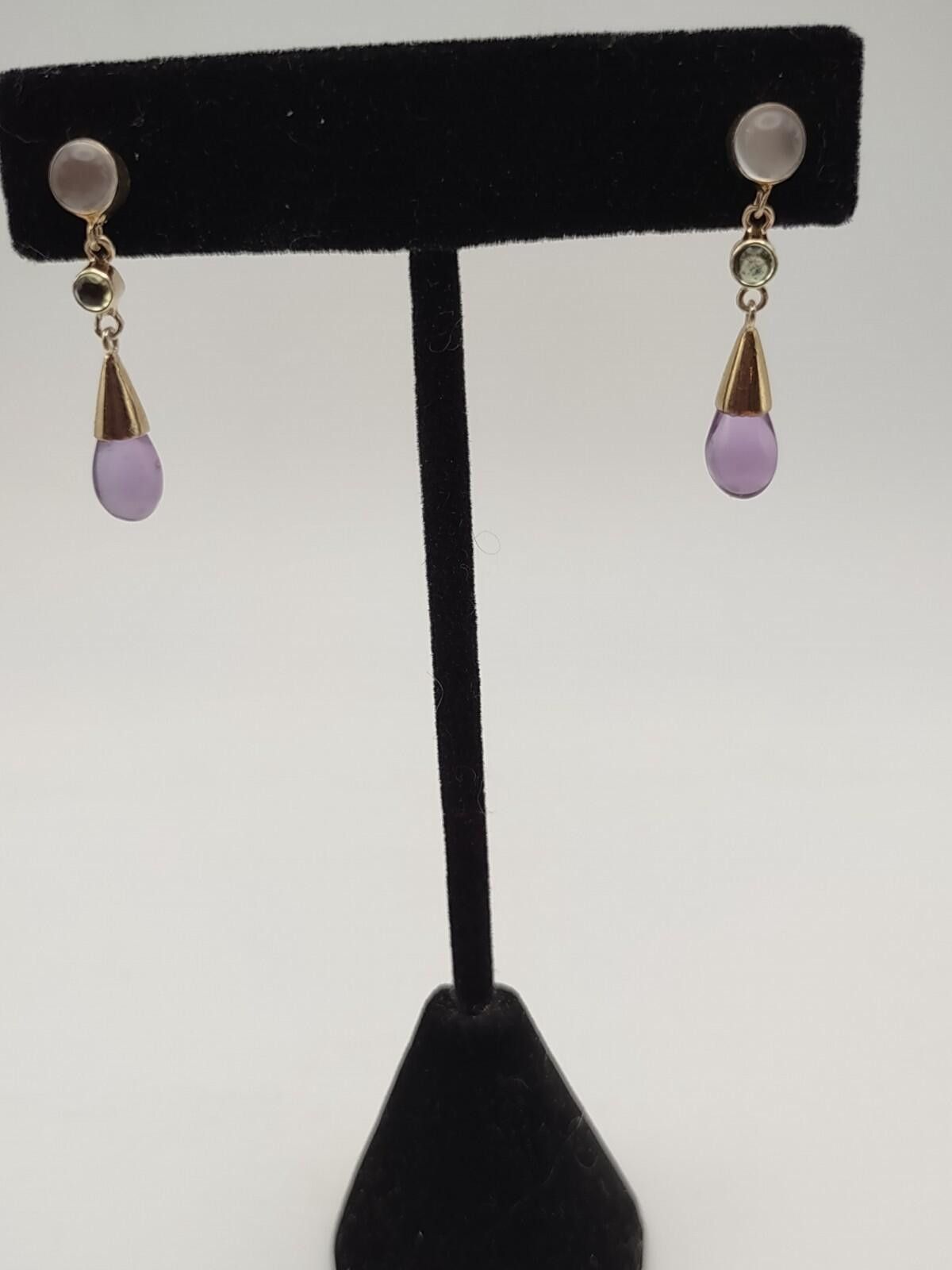 The Unbranded Brand 925 Sterling Silver Multi-Color Stone Dangle Earrings 2.4g Size ONE SIZE - 1 Thumbnail