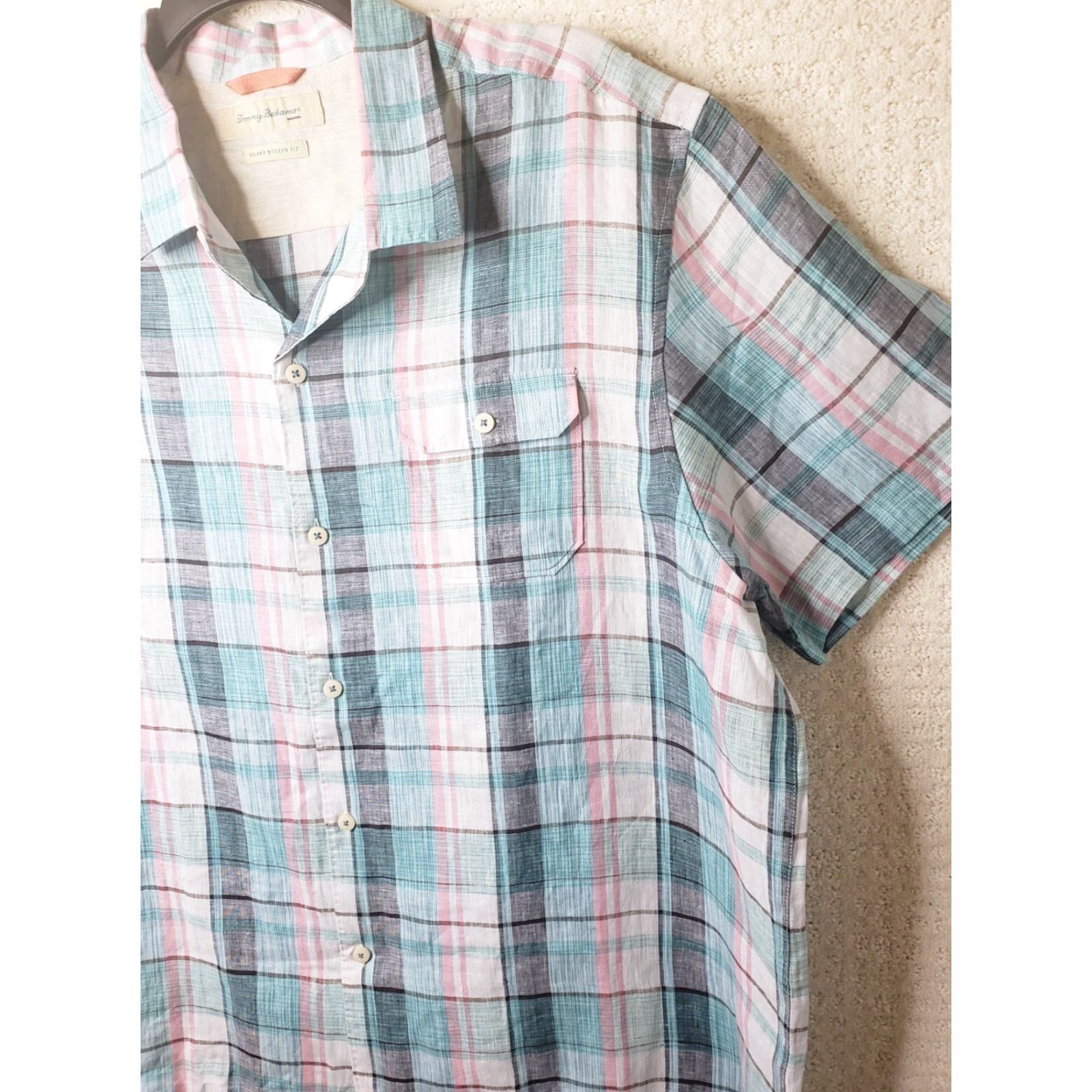 Tommy Bahama Tommy Bahama Shirt Mens 2XL 100% Linen Multicolor Plaid Short Sleeve Collared Relax XXL Size US XXL / EU 58 / 5 - 2 Thumbnail
