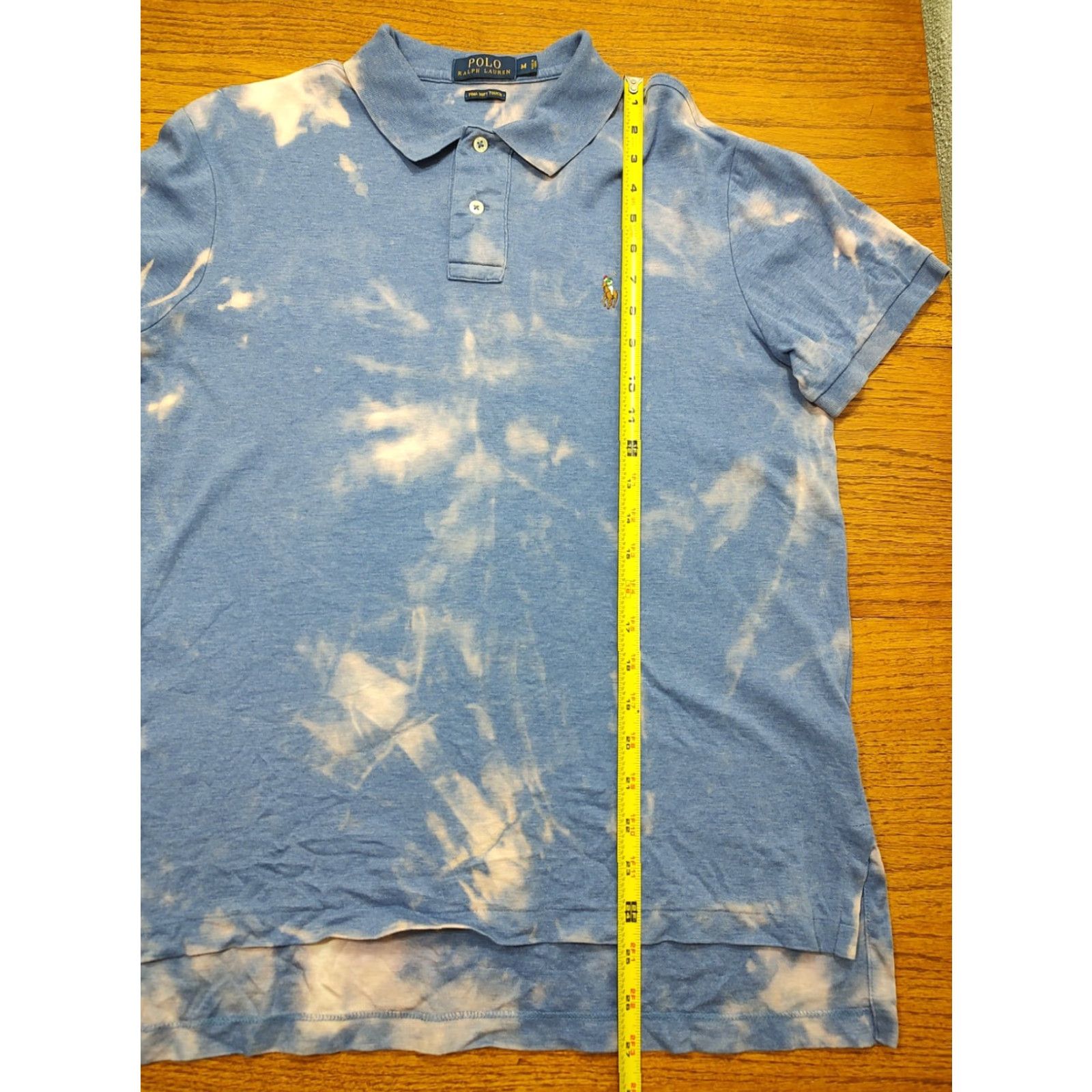 Polo Ralph Lauren VINTAGE Polo Ralph Lauren Shirt Mens Tie Dye Blue 100% Cotton Pima Short Sleeve Polo Acid Wash 90s College Classic USA Mens M Size US M / EU 48-50 / 2 - 6 Thumbnail