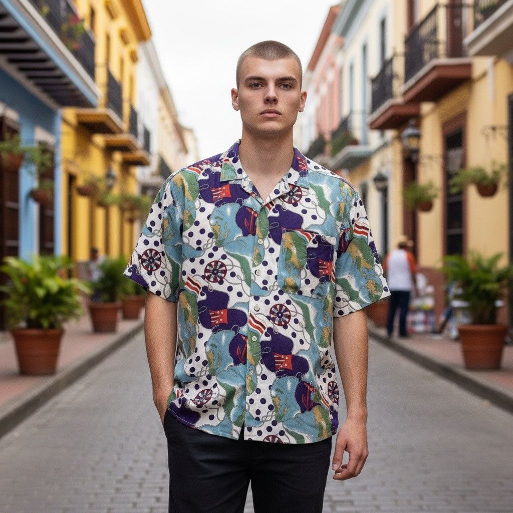 Issey Miyake Vintage 90s‼️Cassoni Italy Silk Shirt Nautical/YSL/Prada Styl Size US S / EU 44-46 / 1 - 2 Thumbnail