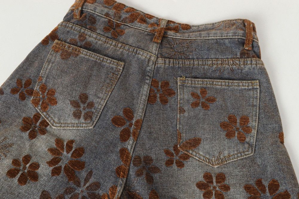 Vintage Men's vintage floral embroidered washed distressed jeans Size US 32 / EU 48 - 6 Thumbnail