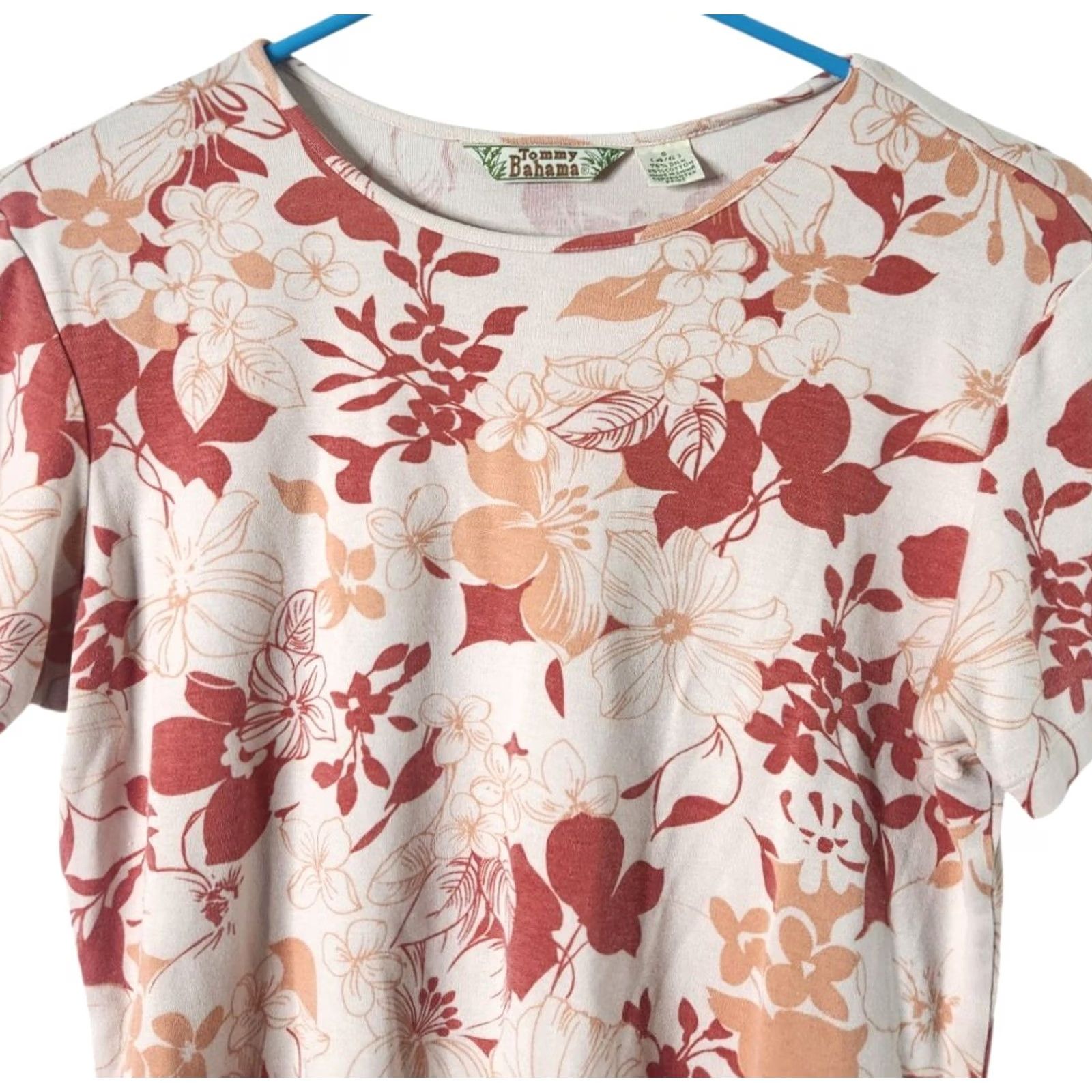Tommy Bahama Tommy Bahama Womens T-Shirt Silk Blend Floral Short Sleeve Crew Neck Pullover Top S Multicolor Size S / US 4 / IT 40 - 3 Thumbnail