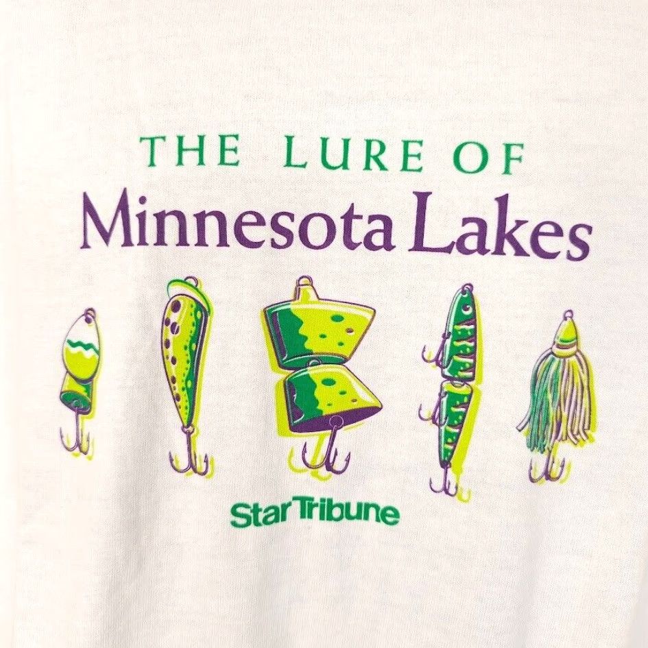 Fruit Of The Loom VINTAGE Minnesota Lakes T Shirt Mens Size XL White 90s Fishing Lures Made In USA Fruit of the Loom Shirt Mens XL White 90s Fishing Lures Made In USA Size US XL / EU 56 / 4 - 3 Thumbnail